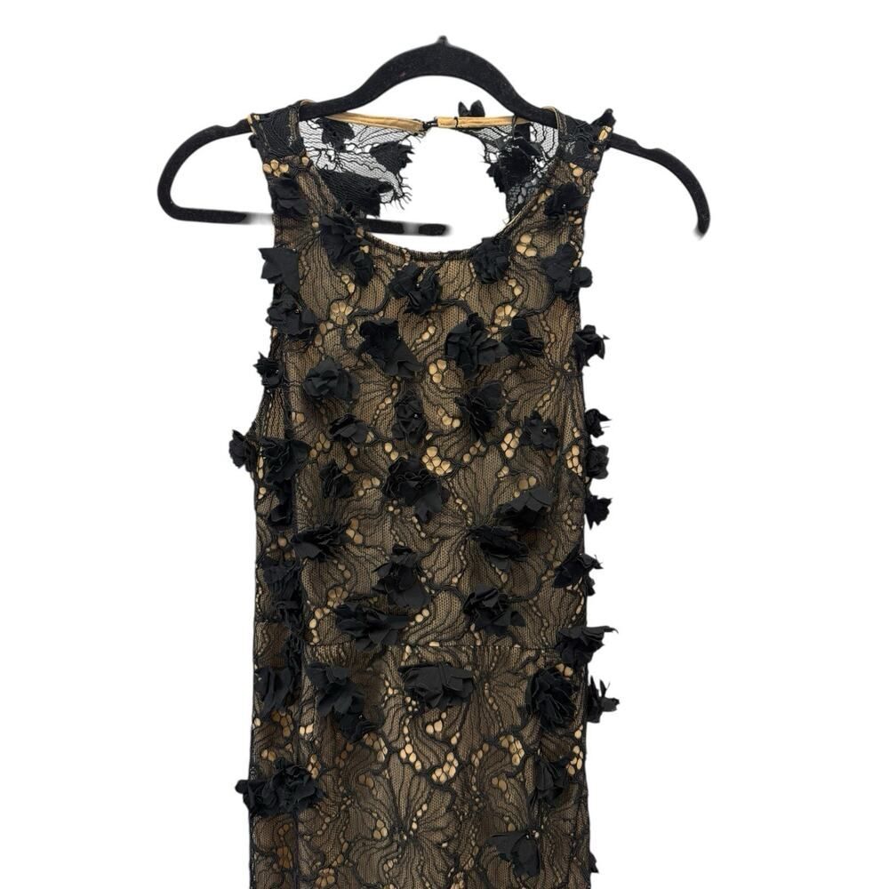 NWT Karen Millen Black Lace Floral Appliqué Midi Dress Open Back Slit US 6 - Picture 9 of 13